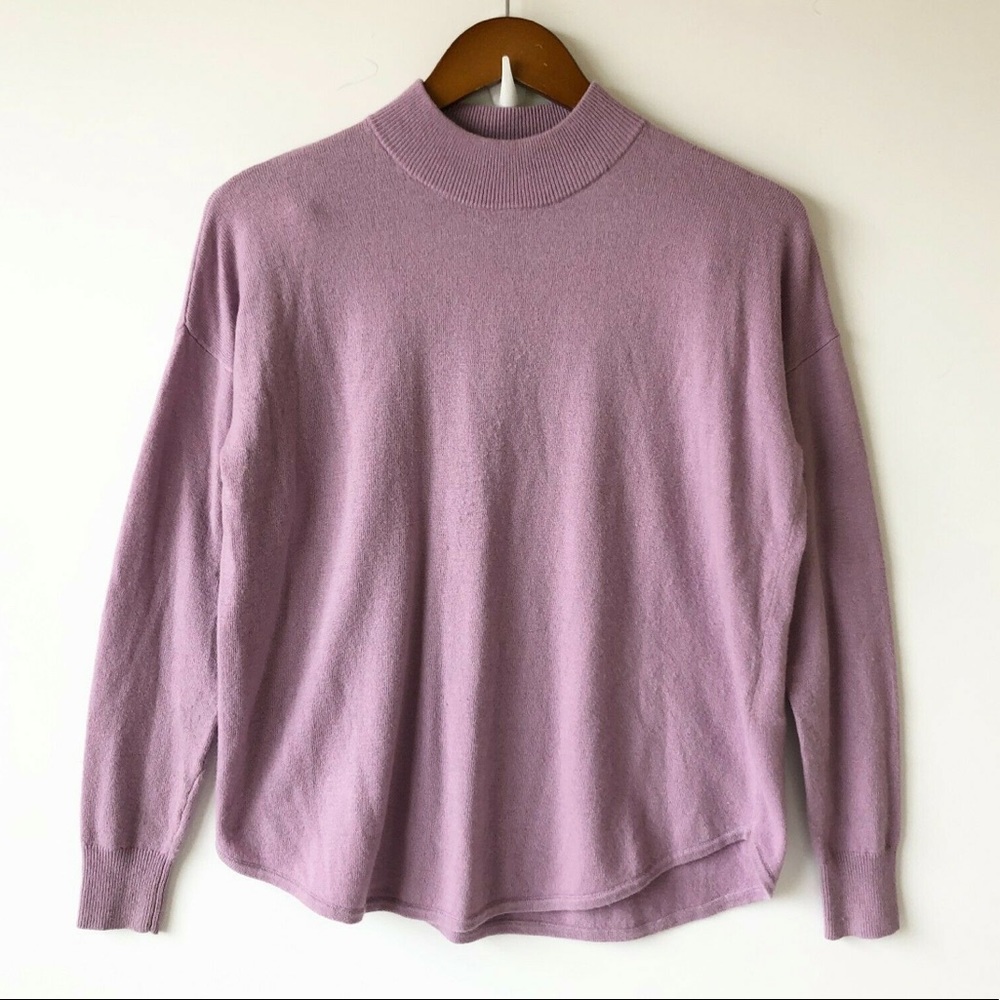 Madewell  Ashbury Lilac Knit Mock Neck Wool Blend Sweater
